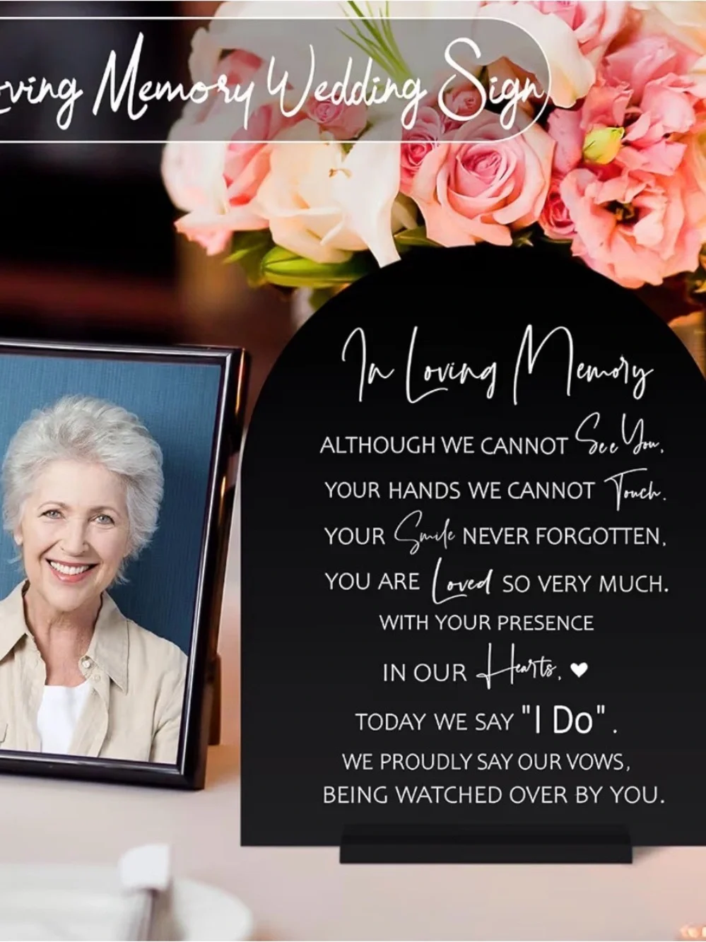 Black Acrylic 'In Loving Memory' Wedding Ceremony Sign